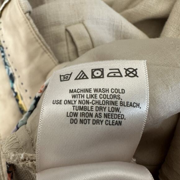 Anthropologie Elevenses Pants Size 8 Beige Linen Blend Stovepipe Trousers Preppy - Picture 9 of 11